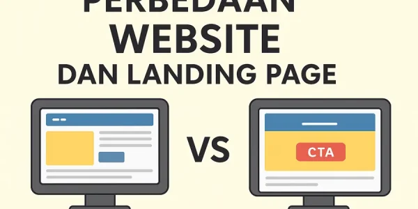 ilustrasi perbandingan landing page dan website lengkap untuk bisnis